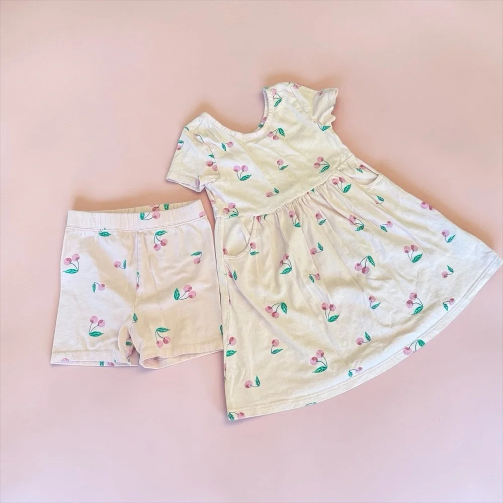 babyGAP Cherry Print Dress Shorts 2-Piece Set 4T Pink Green Summer Kids
